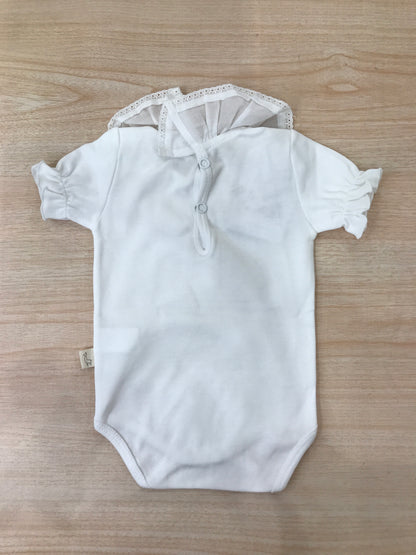 Body Baby Gi in cotone mezza manica con collo con rusche con san gallo