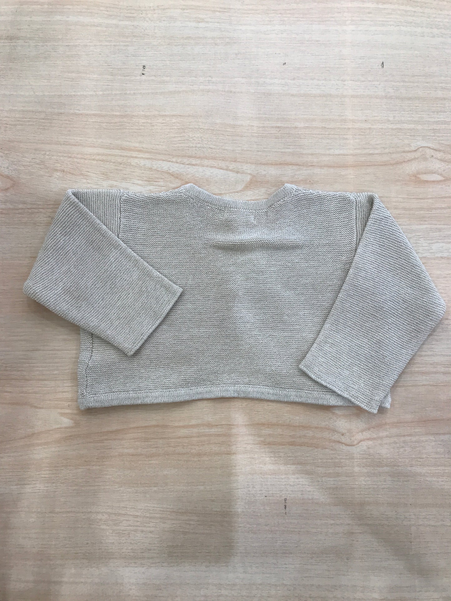 Cardigan Nanan in filo di cotone tortora brillantinato con bottoncino