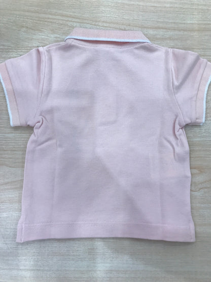Polo Nanan in cotone mezza manica rosa con rifiniture bianche