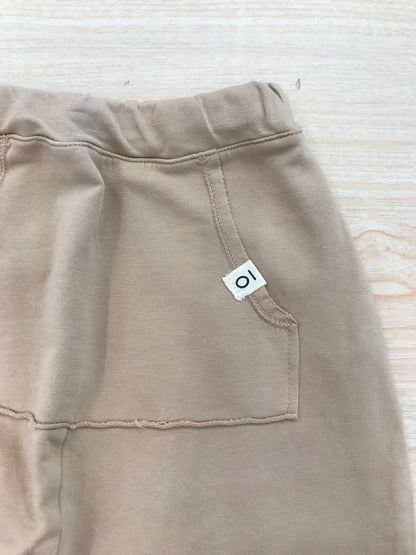 Pantalone Maperò in cotone beige lungo di tuta con elastico in vita