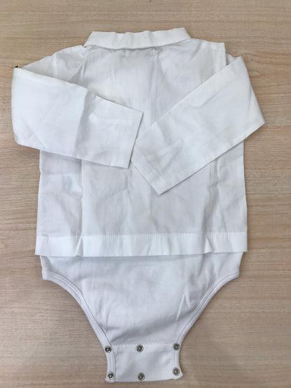 Body Laranjinha in cotone manica lunga effetto camicia con colletto a punta