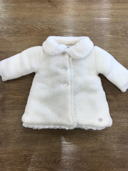 Cappotto Paz Rodriguez in lana foderato con collo in pelliccia e smerlo