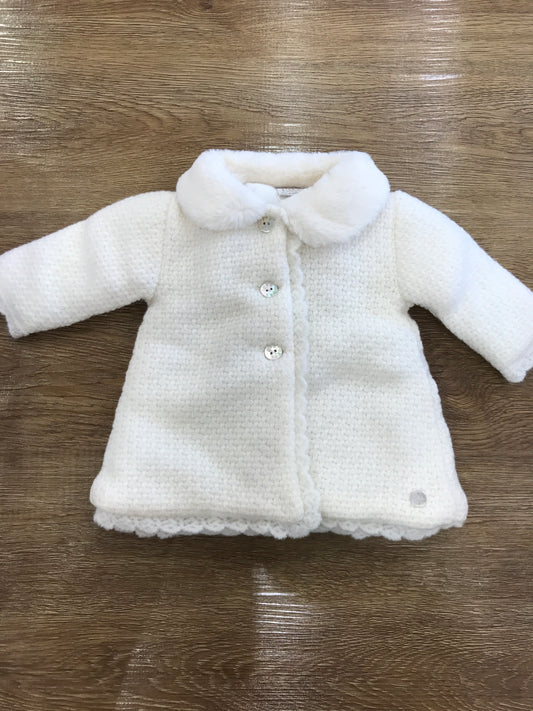 Cappotto Paz Rodriguez in lana foderato con collo in pelliccia e smerlo
