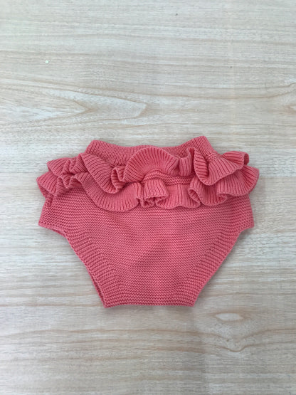 Culotte PCS in filo corallo con rusche laterali e sul retro con bottoncini marroni sul davanti