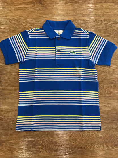 Polo Lacoste mezza manica  a righe con polsini e bottoncini