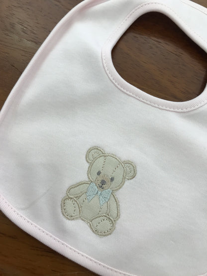 Bavetta Baby Gi in cotone con orsetto ricamato sul davanti
