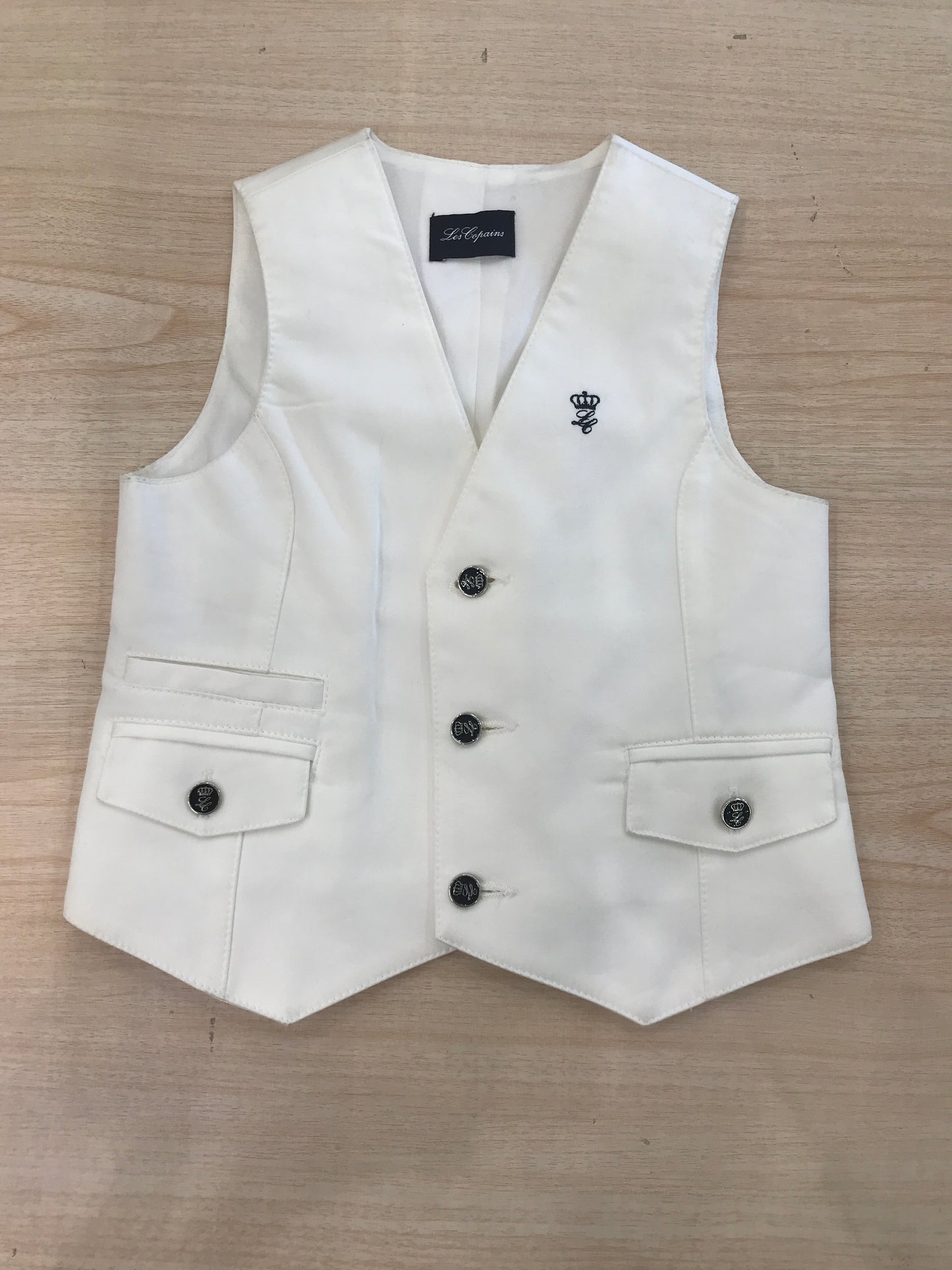 Gilet Les Copains bianco con tasche e bottoncini blu