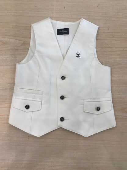 Gilet Les Copains bianco con tasche e bottoncini blu