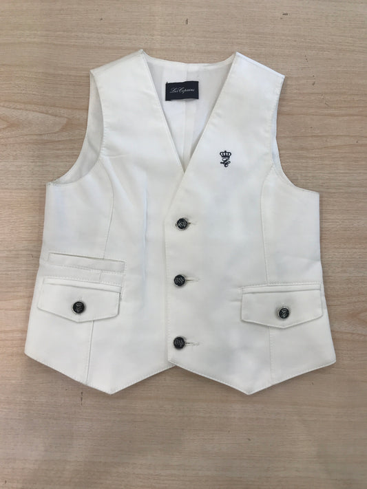 Gilet Les Copains bianco con tasche e bottoncini blu
