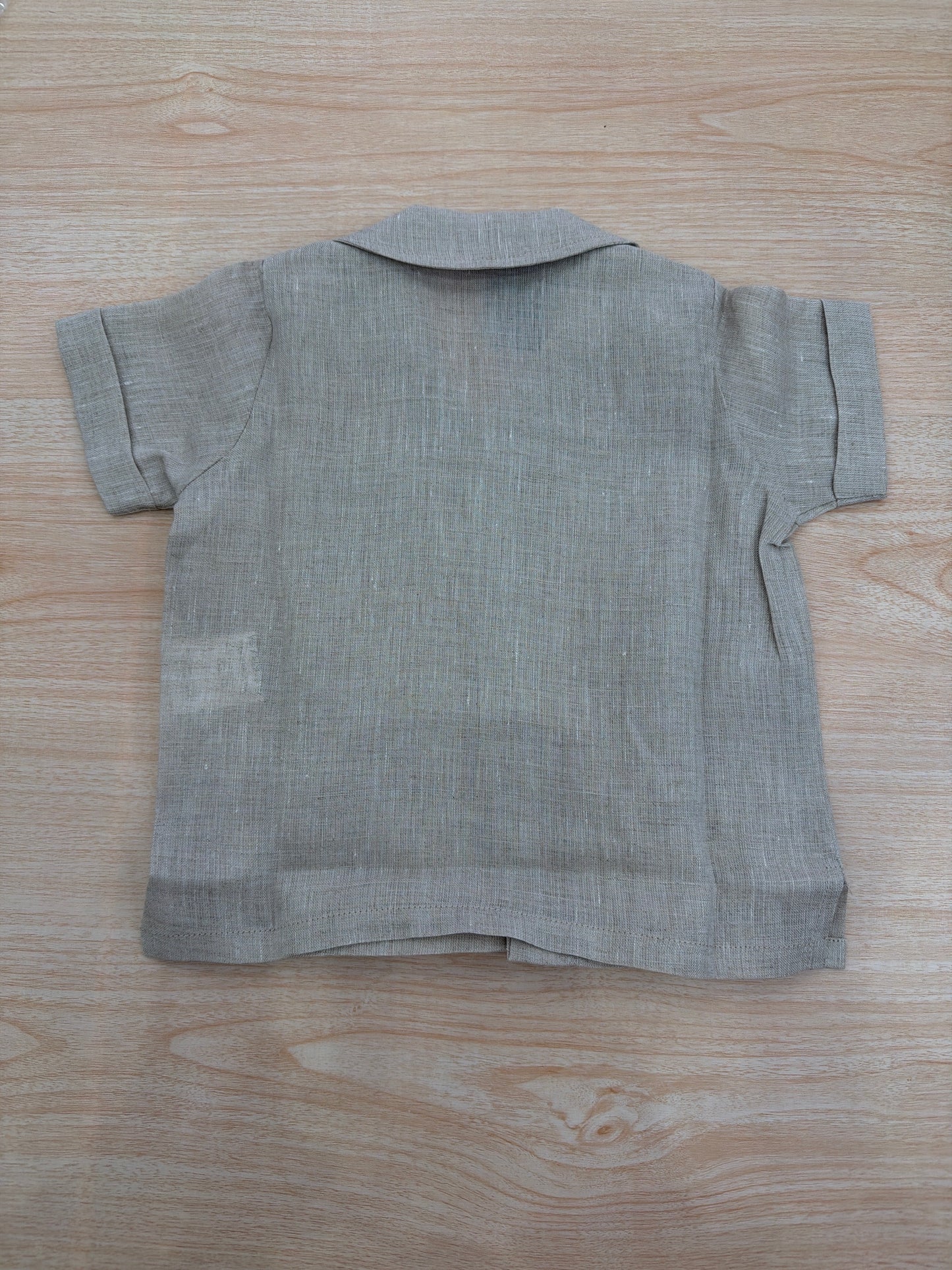 Camicia Jo Milano mezza manica in lino con bottoncini con taschino laterale