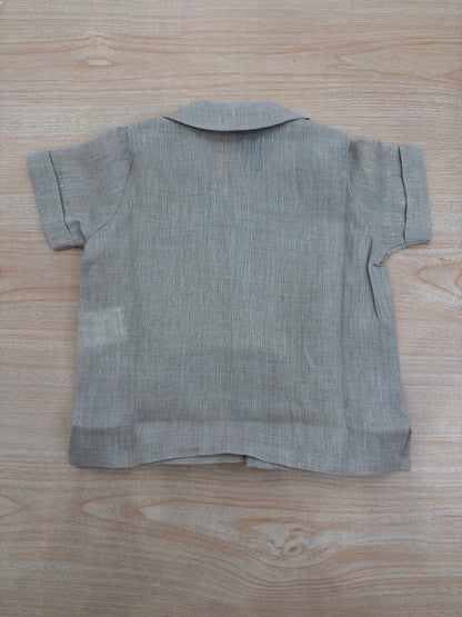 Camicia Jo Milano mezza manica in lino con bottoncini con taschino laterale