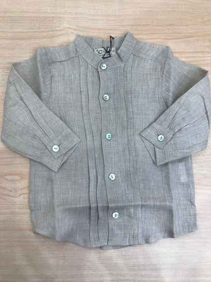 Camicia Jo Milano in lino manica lunga con bottoncini e pieghe sul davanti