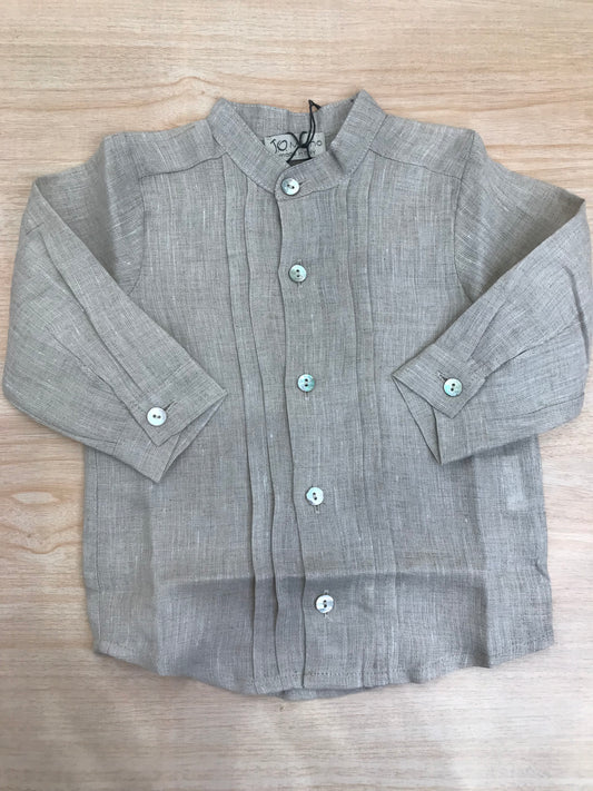 Camicia Jo Milano in lino manica lunga con bottoncini e pieghe sul davanti
