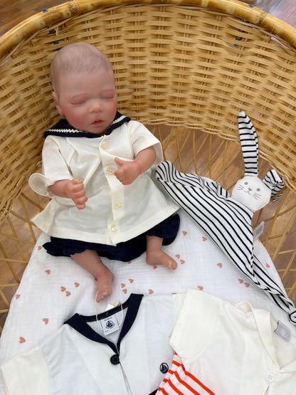 Coordinato nascita fratellino e sorellina  Petit Bateau in cotone tema marinaretto
