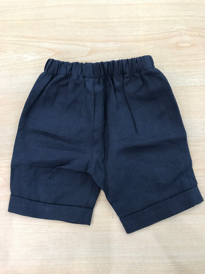 Pantalone Colibrì in lino blu scuro con elastico in vita