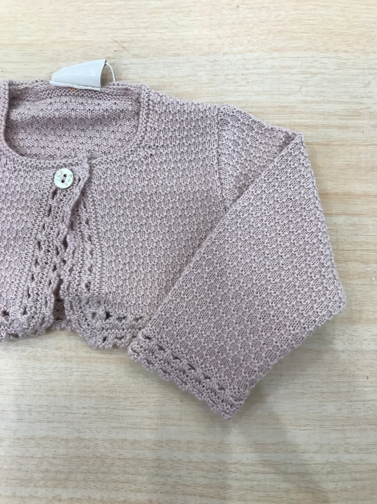 Cardigan Paz Rodriguez in filo rosa antico smerlato con piccolo bottoncini