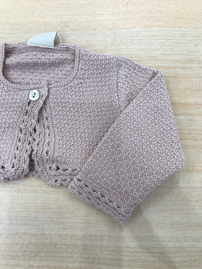 Cardigan Paz Rodriguez in filo rosa antico smerlato con piccolo bottoncini