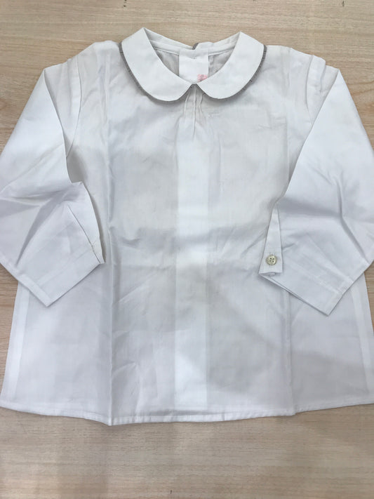 Camicia Bonpoint manica lunga in cotone con colletto tondo rifinito e bottoncini sul retro