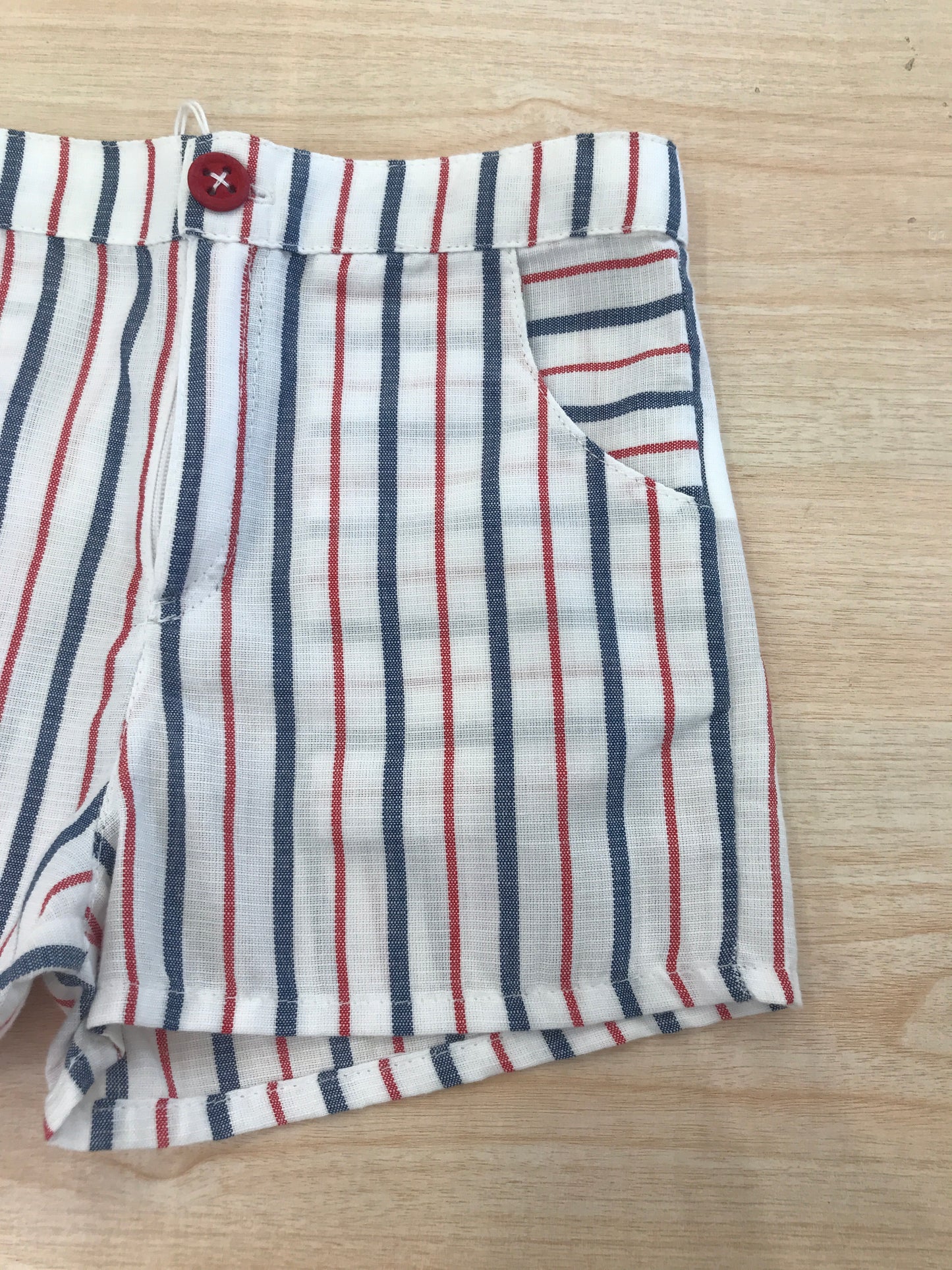 Pantalone Coccodè in cotone bianco a righe rosse e blu