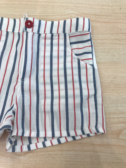 Pantalone Coccodè in cotone bianco a righe rosse e blu