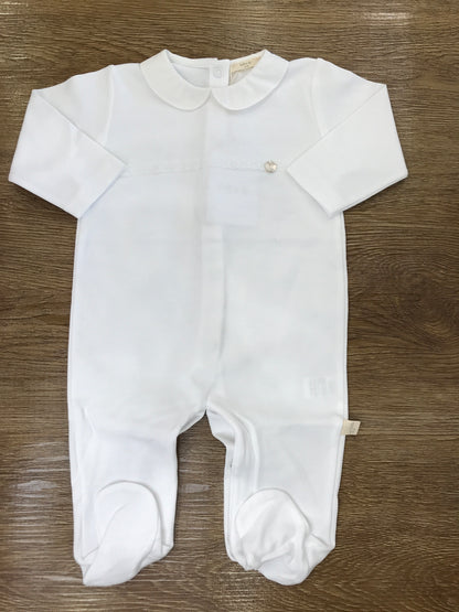 Tutina Baby Gi in cotone intera con applicazione di valancienne