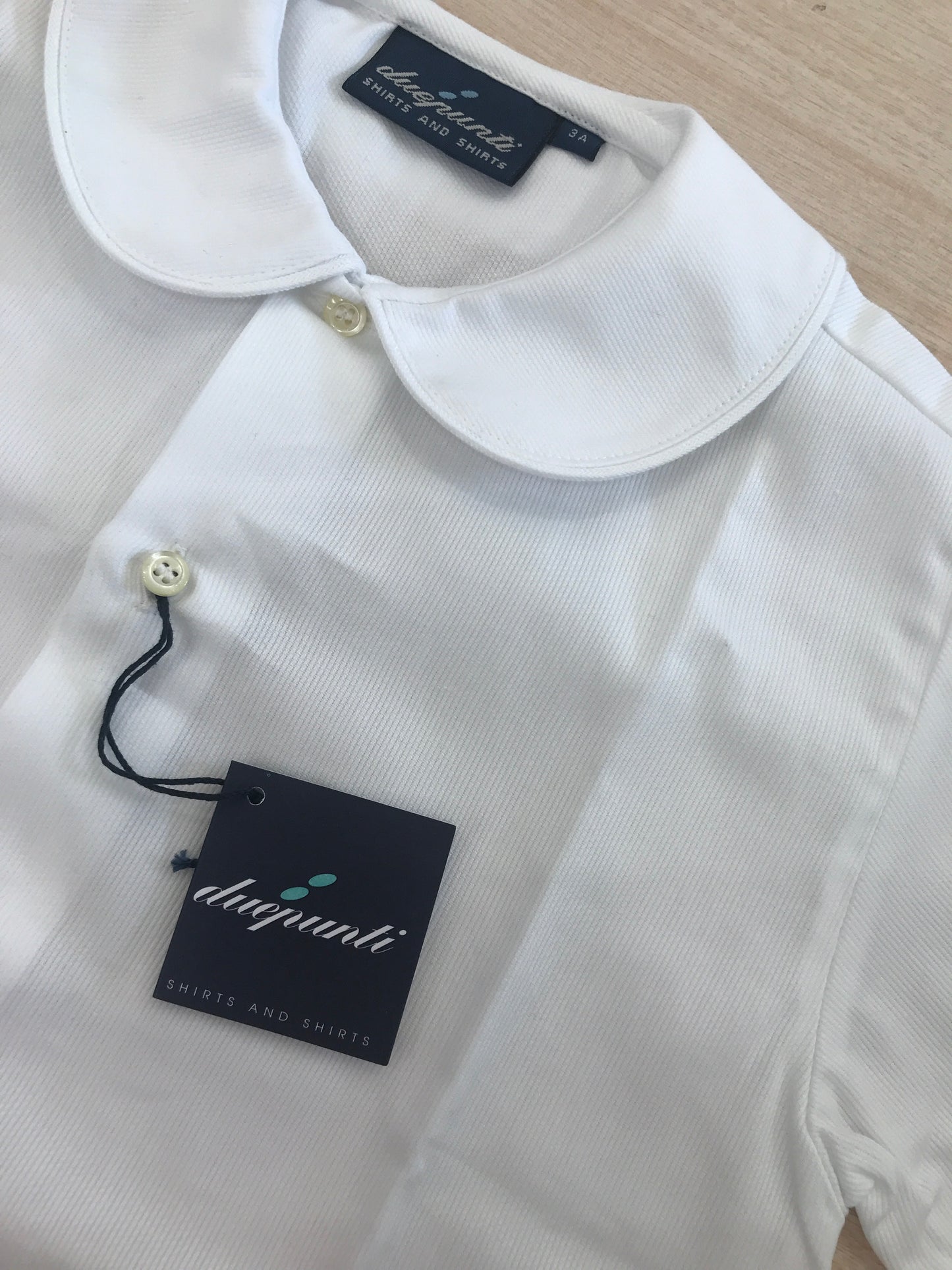 Camicia Duepunti manica lunga in cotone bianca con colletto tondo