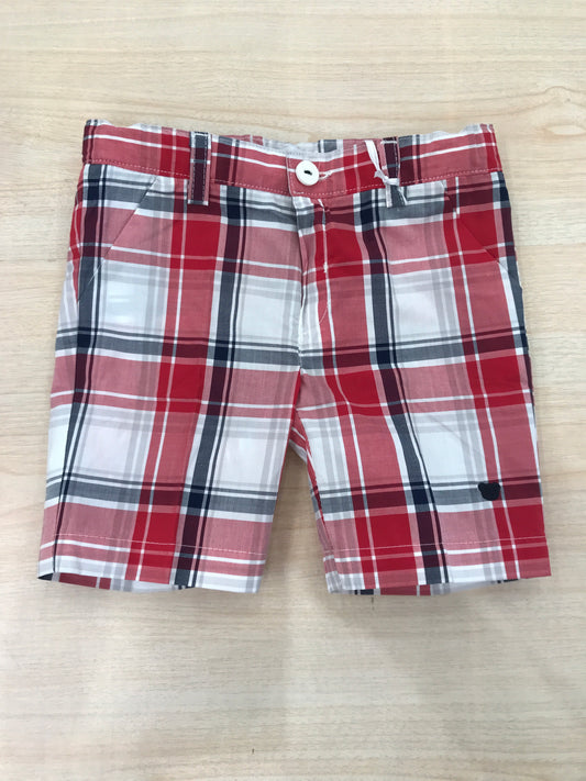 Pantalone Nanan in cotone a quadroni bianchi rossi e blu