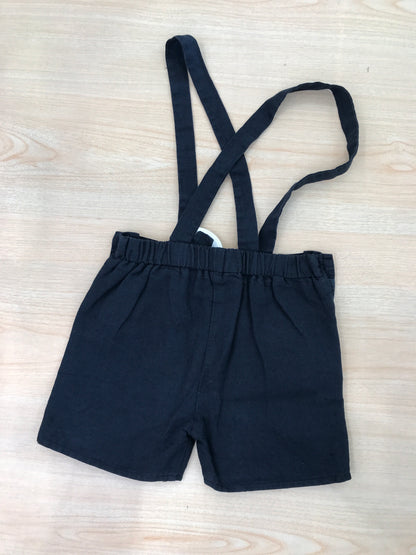 Salopette Laranjinha in cotone blu scuro con bretelle e tasche sul davanti