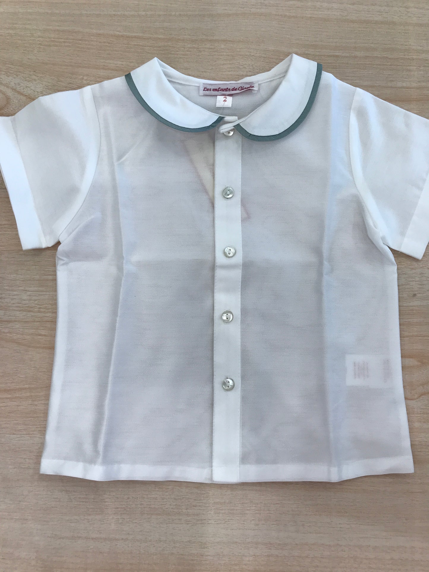 Camicia Les Enfants de Gisele in cotone mezza manica con colletto dal profilo verde