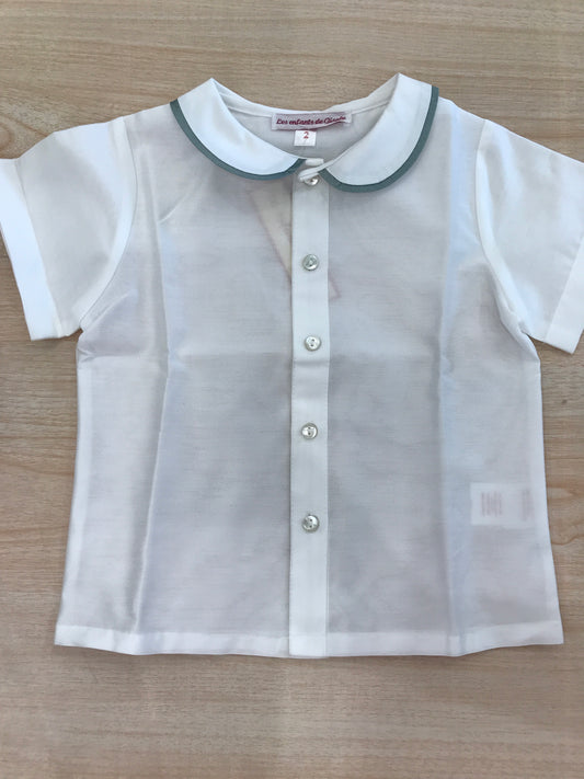 Camicia Les Enfants de Gisele in cotone mezza manica con colletto dal profilo verde