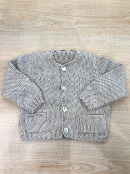 Cardigan Colibrì in filo di cotone tortora manica lunga con tasche sul davanti e bottoni