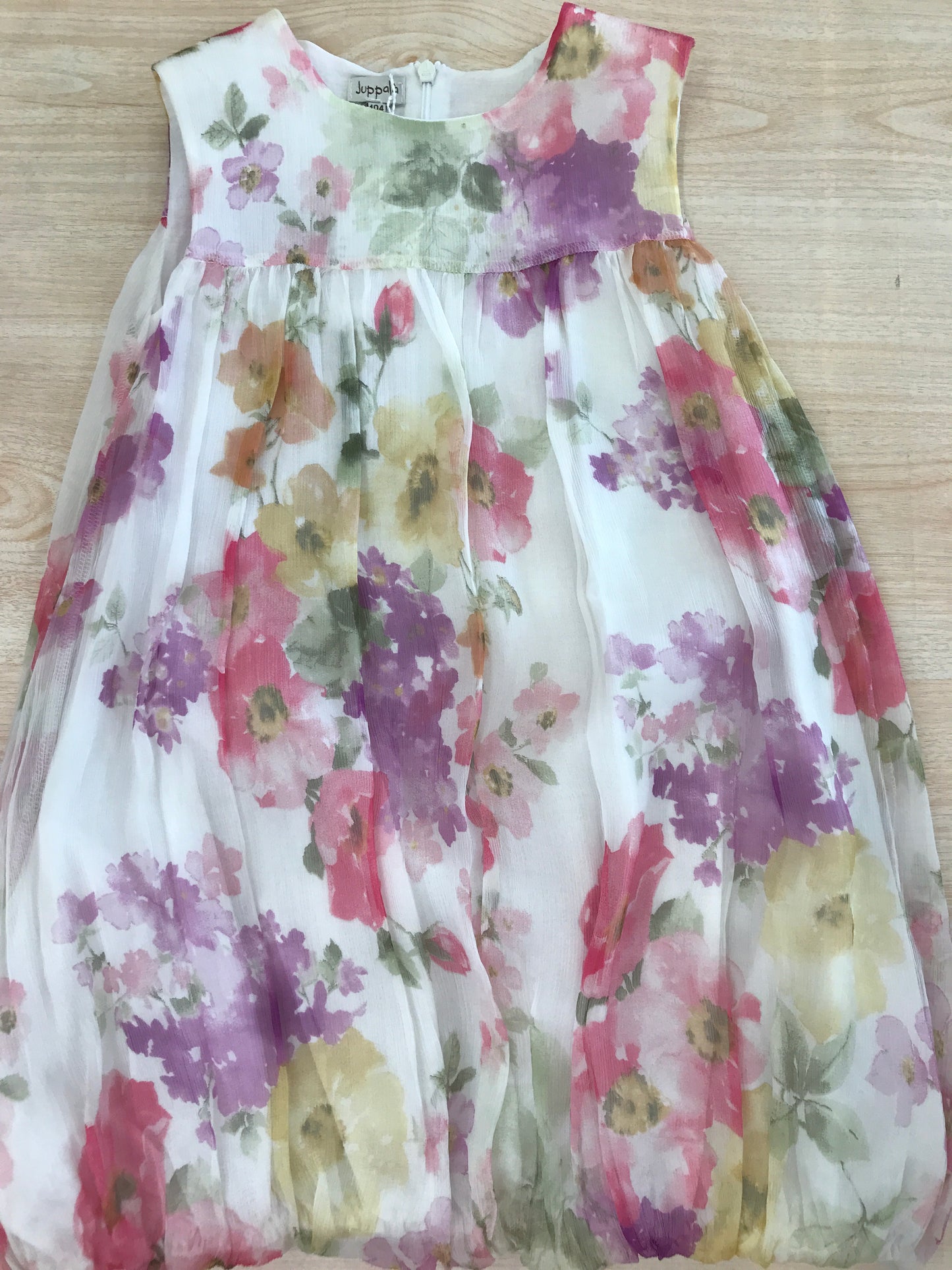 Abito Juppolà in cotone con fiori colorati smanicato