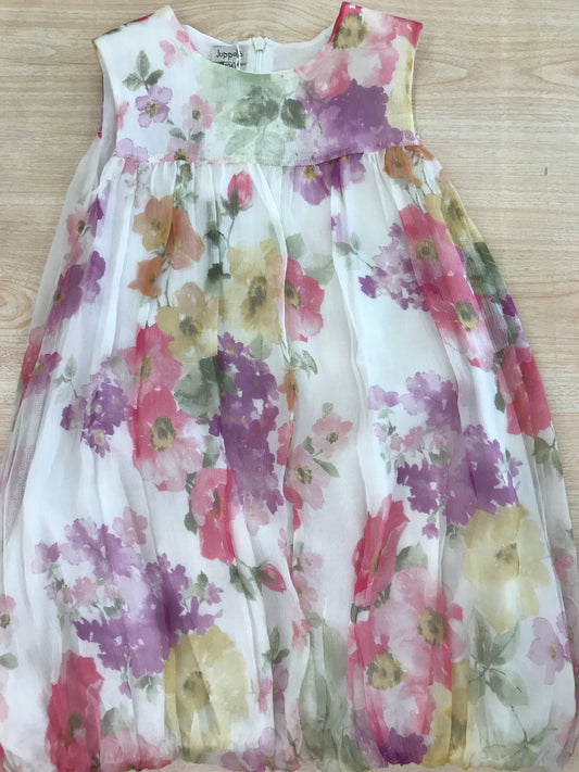 Abito Juppolà in cotone con fiori colorati smanicato
