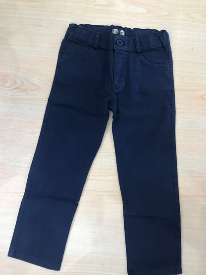 Pantalone Jo Milano blu scuro con bottoncino blu elastico in vita e tasche