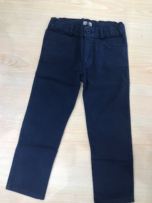 Pantalone Jo Milano blu scuro con bottoncino blu elastico in vita e tasche