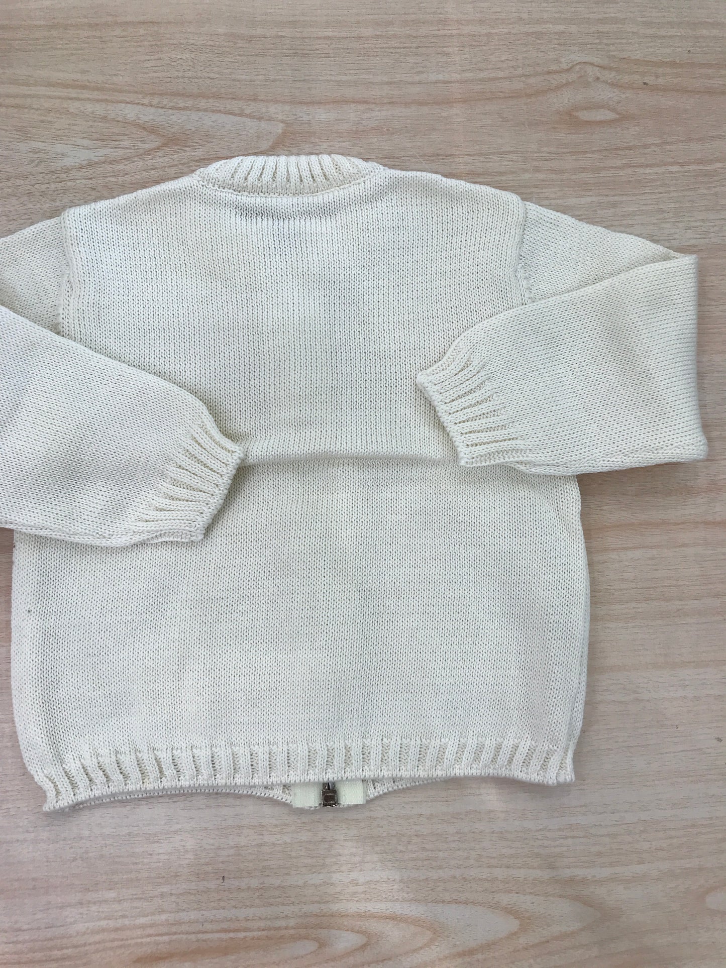 Cardigan Biebi in filo panna con zip manica lunga