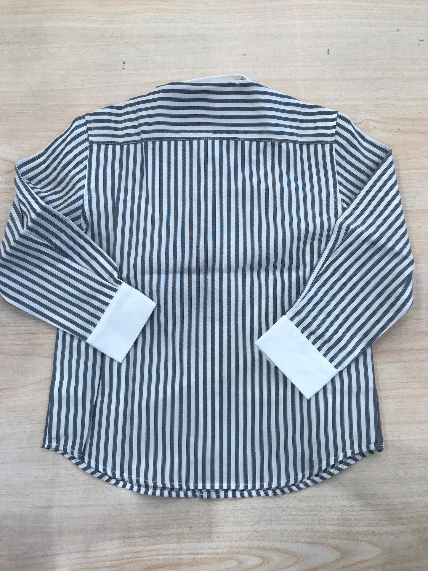 Camicia Les Copains in cotone a righe bianche e grigie manica lunga colletto a punta