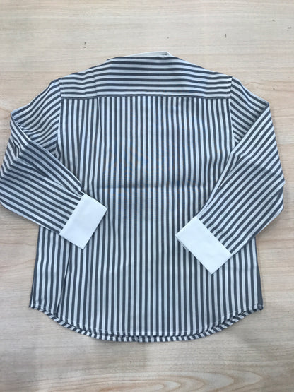 Camicia Les Copains in cotone a righe bianche e grigie manica lunga colletto a punta