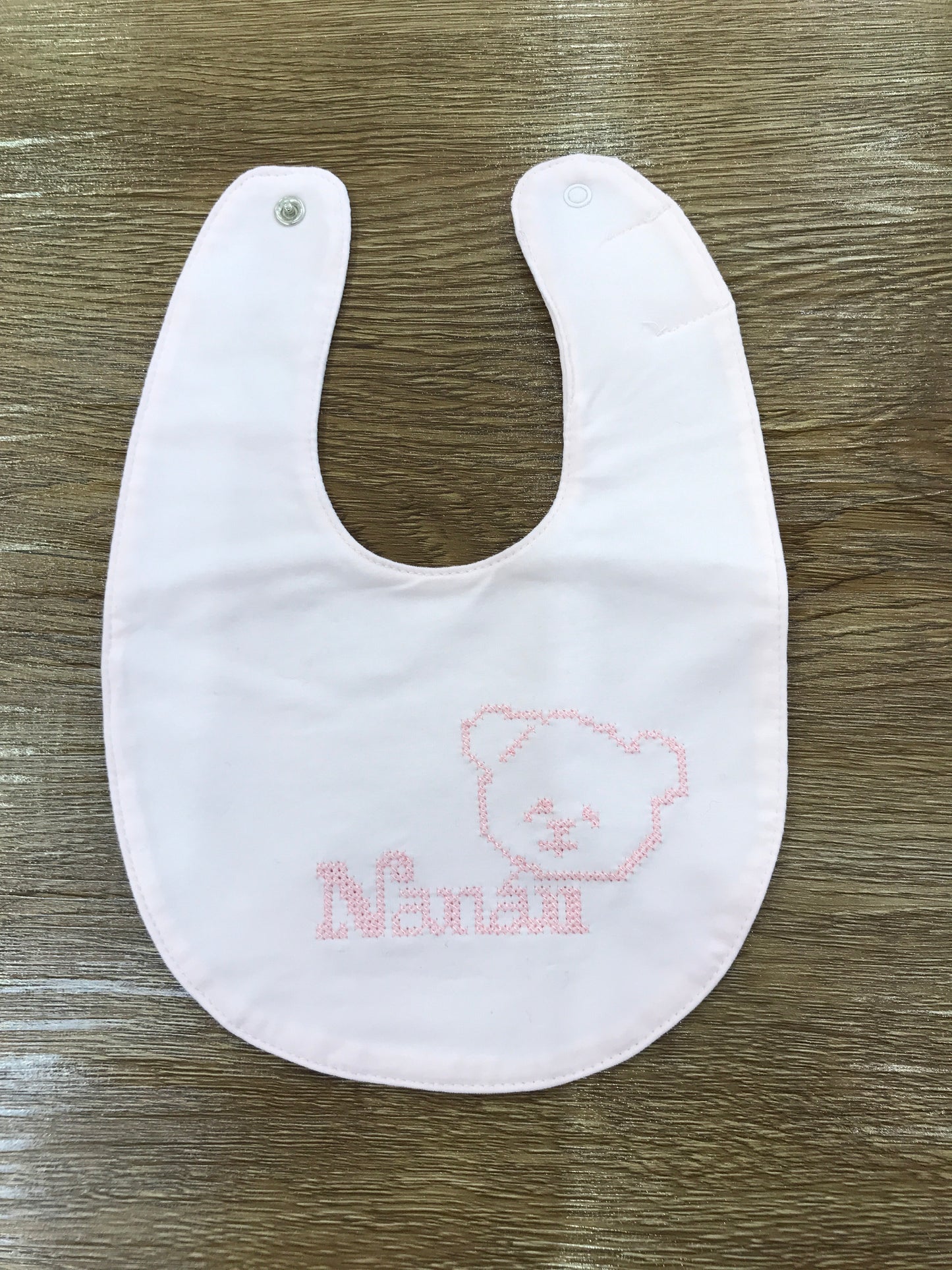 Bavetta Nanan in caldo cotone rosa con orsetto sul davanti
