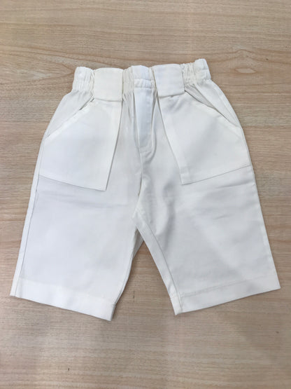 Pantalone Juppolà in cotone bianco con tasche laterali ed elastico in vita