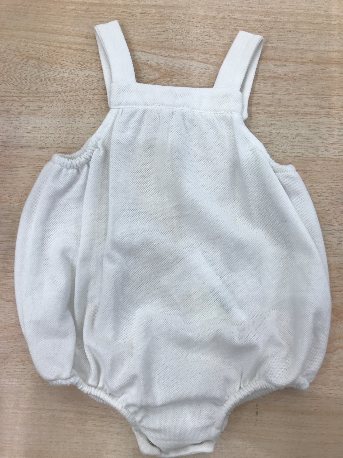 Salopette Nanan in cotone con bretelle bianca con tasche sul davanti
