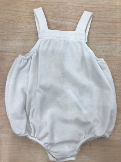 Salopette Nanan in cotone con bretelle bianca con tasche sul davanti