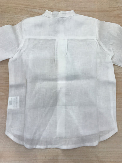 Camicia Jo Milano in lino manica lunga bianca con taschino laterale