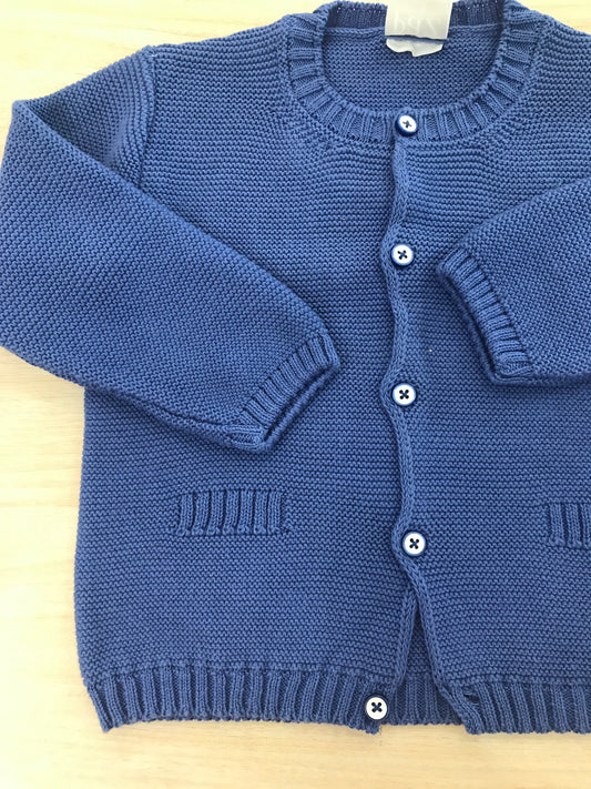 Cardigan Paz Rodriguez in filo bluette con tasche sul davanti e piccoli bottoncini