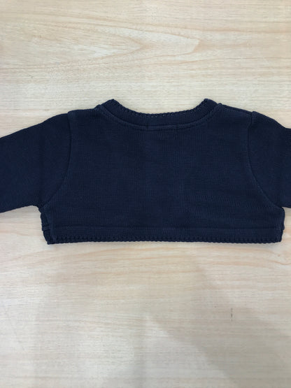 Cardigan Jo Milano in filo blu scuro aperto sul davanti
