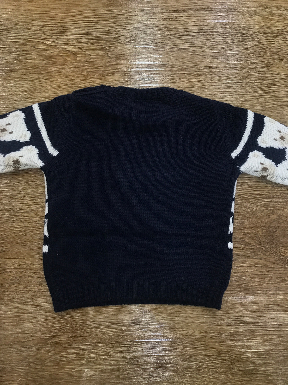Maglione Jo Milano in lana con piccoli orsetti in panna sul davanti e sulle maniche