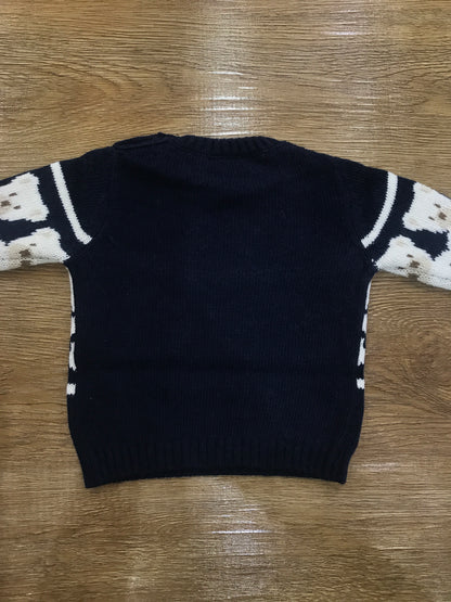 Maglione Jo Milano in lana con piccoli orsetti in panna sul davanti e sulle maniche