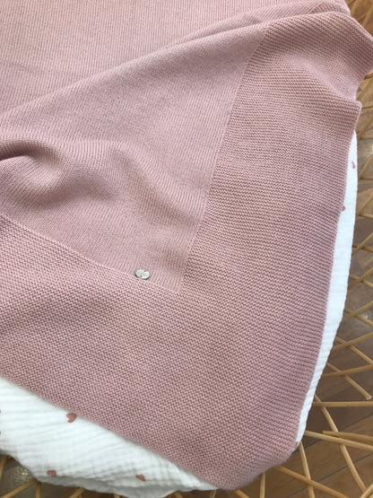 Coperta Paz Rodriguez rosa antico in lana basica con bordo rifinito