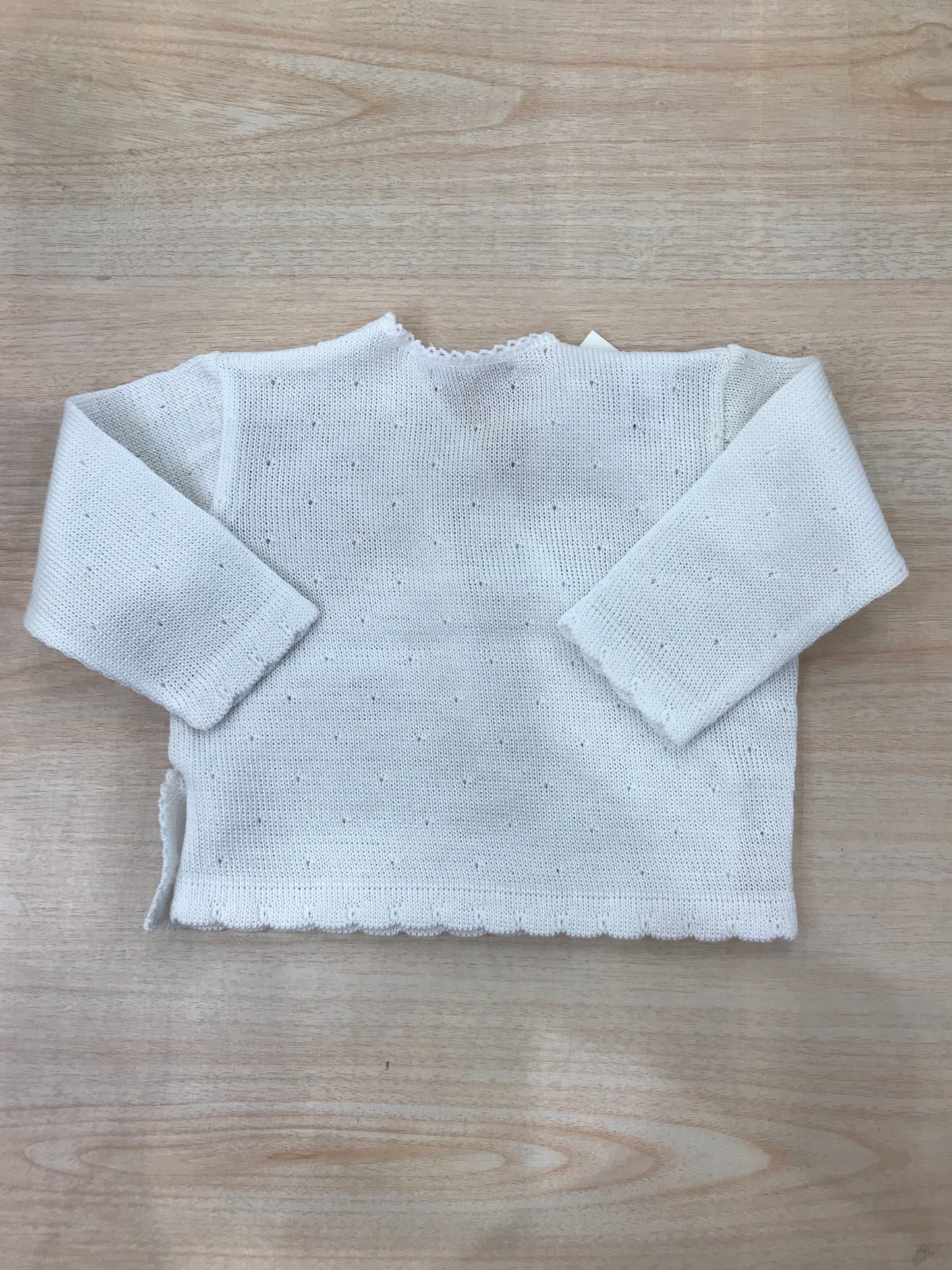 Cardigan Baby Lord in filo bianco traforato ad incrocio