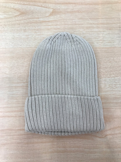 Cappello Nannafrufrù in filo di cotone tortora  a righe con risvolto